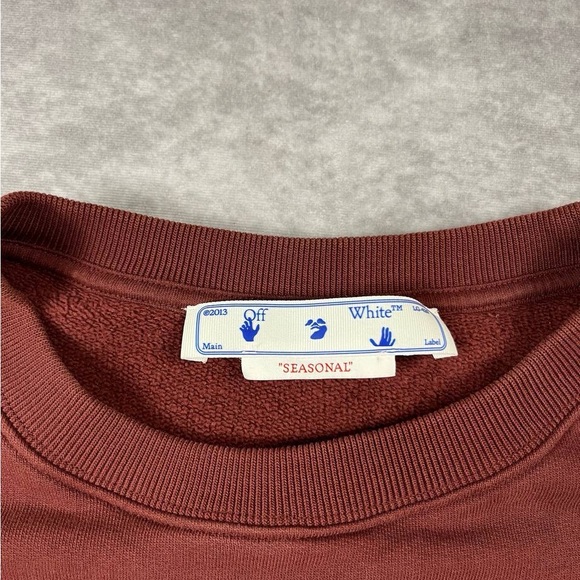 [232] Off White Diagonal Helvetica Over Crewneck Sweatshirt XXL Size - Picture 2 of 5